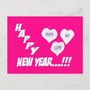 Happy New Year Snow Blätter Postcard Feiertagspostkarte