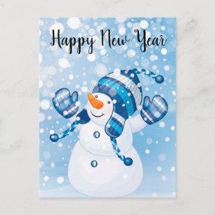 Happy New Year Snowman Postkarte