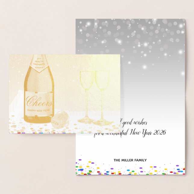 Happy New Year Sparkling Wine Bottle 2025 Folienkarte (Anzeige)