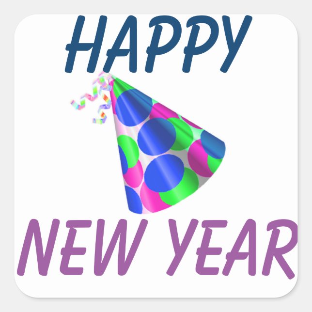 Happy New Year Square Stickers (Vorderseite)