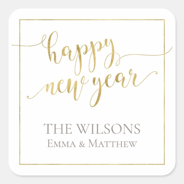Happy New Year Sticker - White & Gold (Vorderseite)