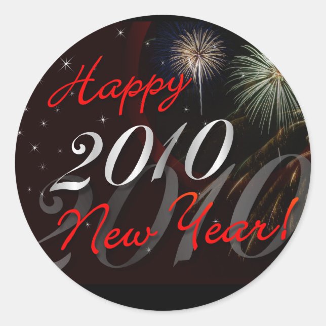 Happy New Year Stickers - 2010 mit Fireworks (Vorderseite)