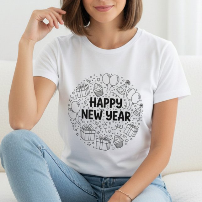 Happy New Year T-Shirt – Elegant Modern Festive (Von Creator hochgeladen)