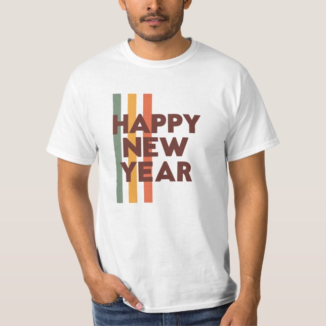 Happy New Year T-Shirt – Festive Typography Design (Vorderseite)