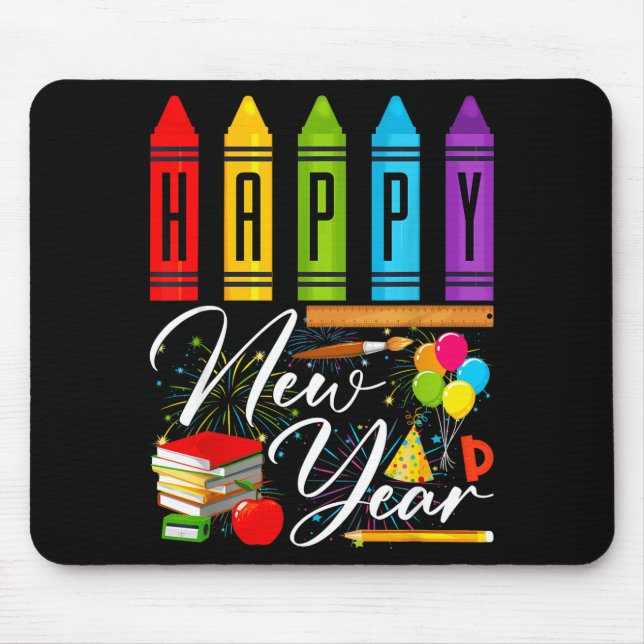 Happy New Year Teacher Fireworks New Years Eve Par Mousepad (Vorne)