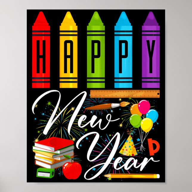 Happy New Year Teacher Fireworks New Years Eve Par Poster (Vorne)