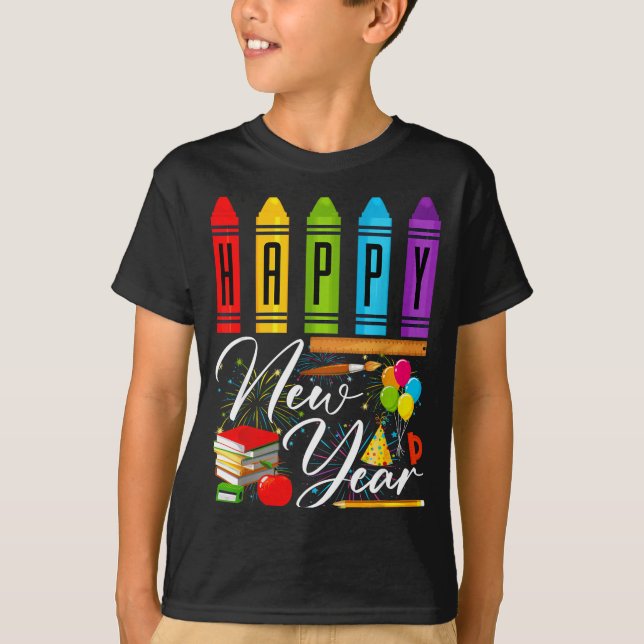 Happy New Year Teacher Fireworks New Years Eve Par T-Shirt (Vorderseite)