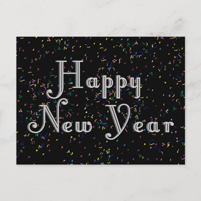 Happy New Year Text Design Feiertagspostkarte (Vorderseite)