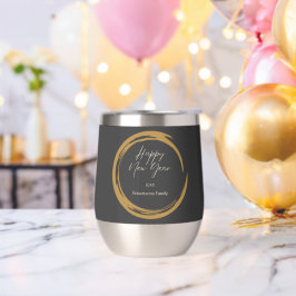 Happy New Year Text Gold Fleck Ring dunkelgrau