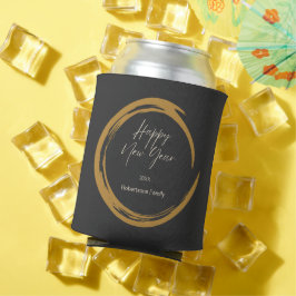 Happy New Year Text Gold Fleck Ring dunkelgrau Dosenkühler