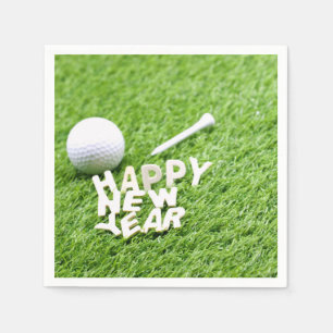 Happy New Year to golfer mit Golfball auf grün Serviette