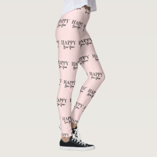 Happy New Year Trendy Blush Pink und Black Leggings