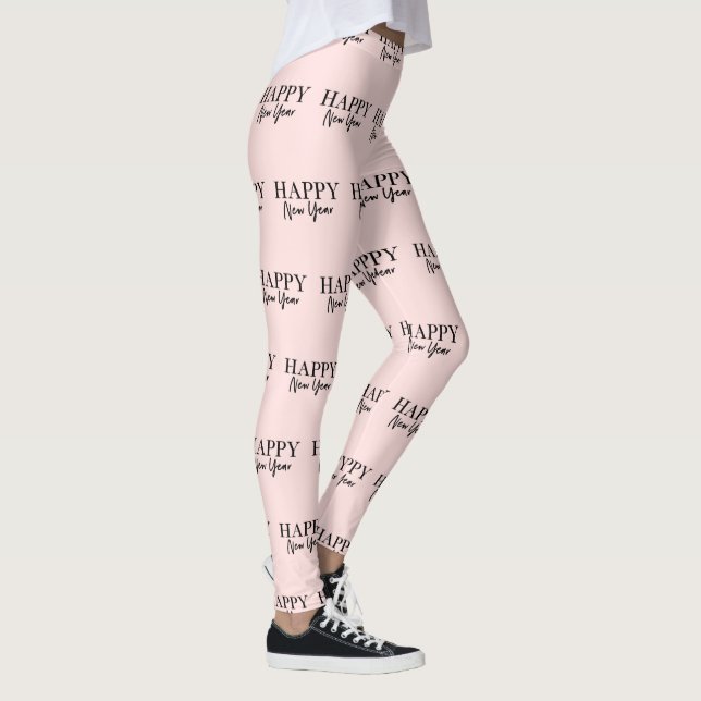 Happy New Year Trendy Blush Pink und Black Leggings (Rechts)
