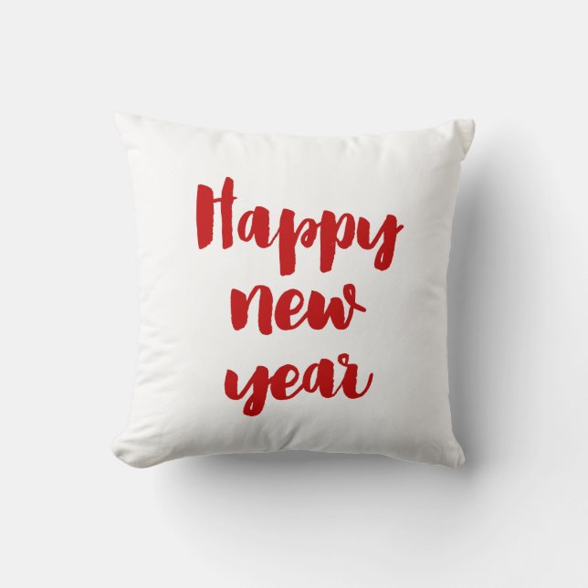 Happy New Year trendy red Schriftart Kissen (Vorderseite)