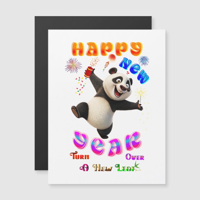 Happy New Year Turn Over A New Leaf Magnetkarte (Vorne/Hinten)
