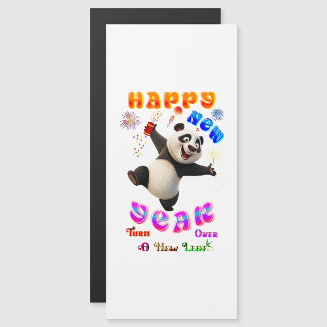Happy New Year Turn Over A New Leaf Magnetkarte (Vorne/Hinten)