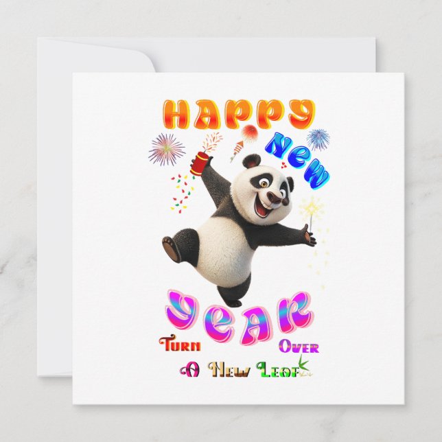 Happy New Year Turn Over A New Leaf Mitteilungskarte (Vorderseite)