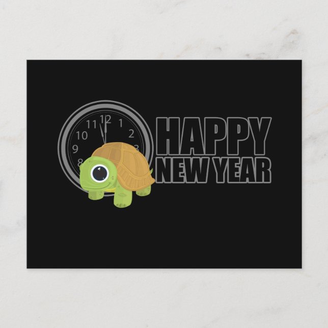 Happy New Year - Turtle Feiertagspostkarte (Vorderseite)