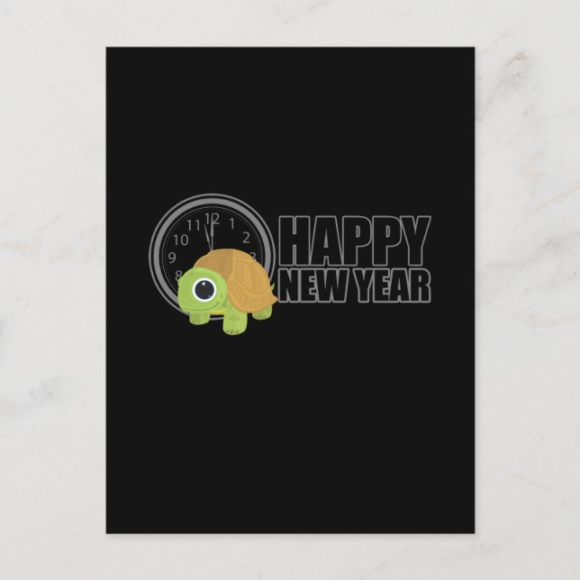 Happy New Year - Turtle Postkarte (Vorderseite)