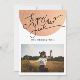 Happy New Year Typografie Pink Modern Foto Feiertagskarte