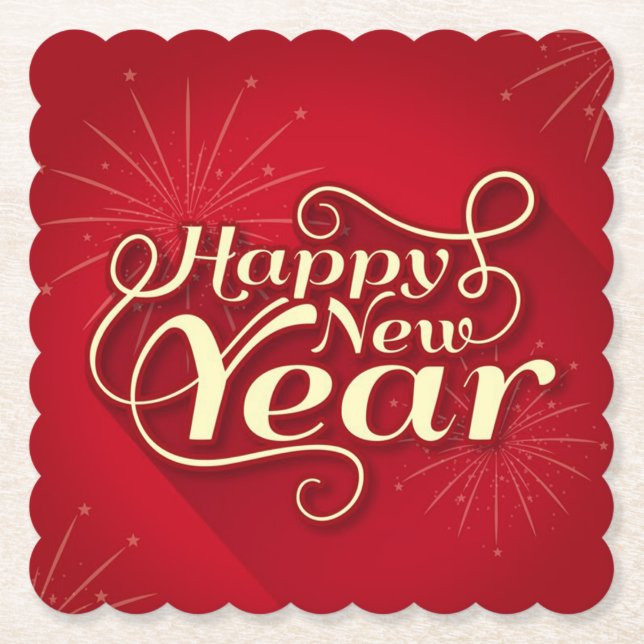 Happy New Year Untersetzer (Vorderseite)