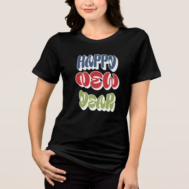 Happy New Year Vector Graphic Tri-Blend Shirt (Vorderseite)