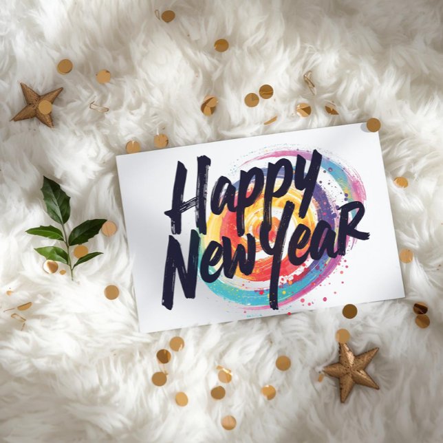 Happy New year vibrant colorful Flat Card (Von Creator hochgeladen)