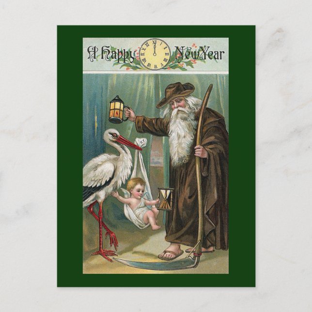 Happy New Year Vintag Feiertagspostkarte (Vorderseite)