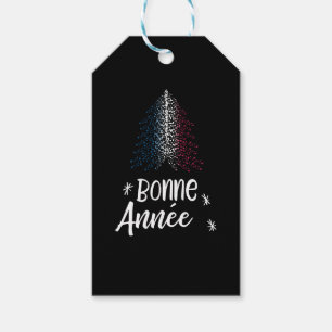 Happy New Year Weihnachtsbaum mit französischer Fl Geschenkanhänger
