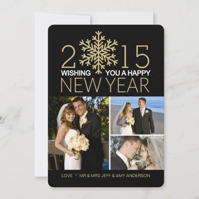 Happy New Year Weihnachtsfeier Collage Feiertagskarte (Vorderseite)