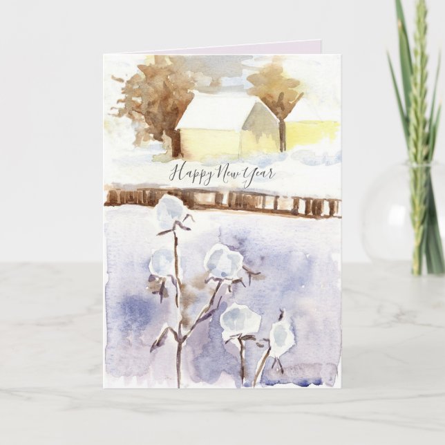 Happy New Year Winter Snow House Karte (Vorderseite)