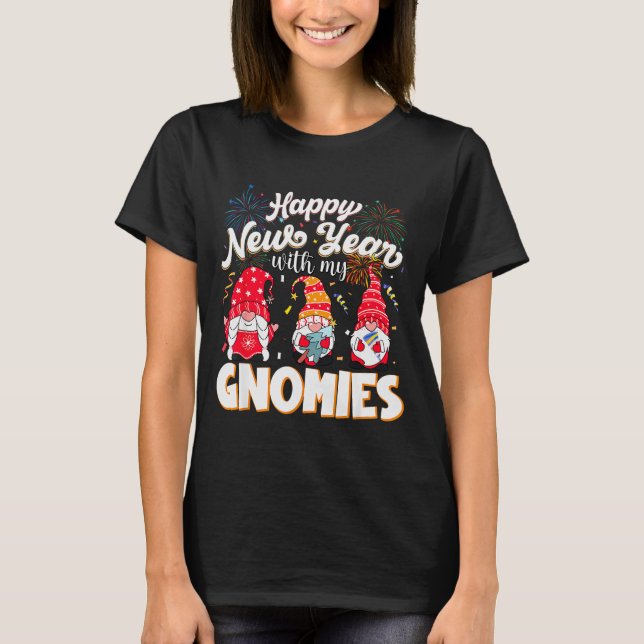 Happy New Year With My Gnomies Fireworks Kids Men  T-Shirt (Vorderseite)