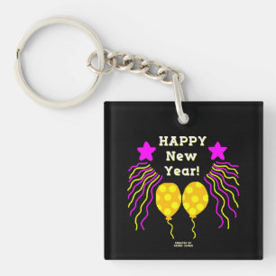 Happy New Year wünscht Acrylic Square Schlüsselanh Schlüsselanhänger