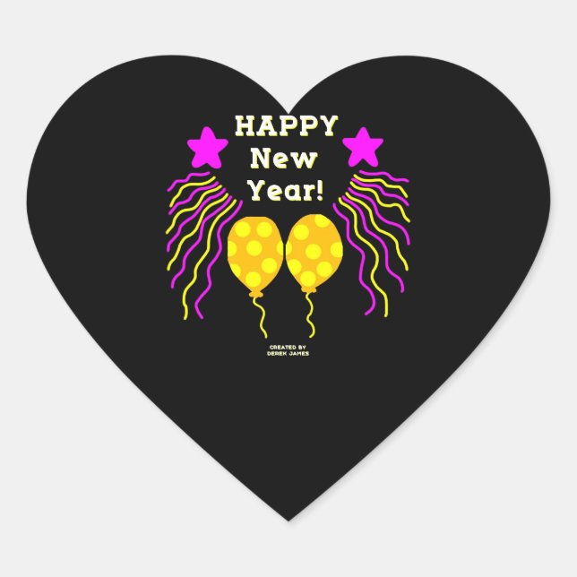 Happy New Year wünscht Heart Sticker (Vorderseite)
