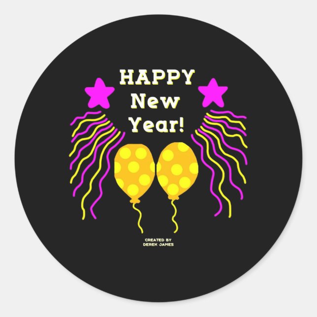 Happy New Year wünscht Round Sticker (Vorderseite)