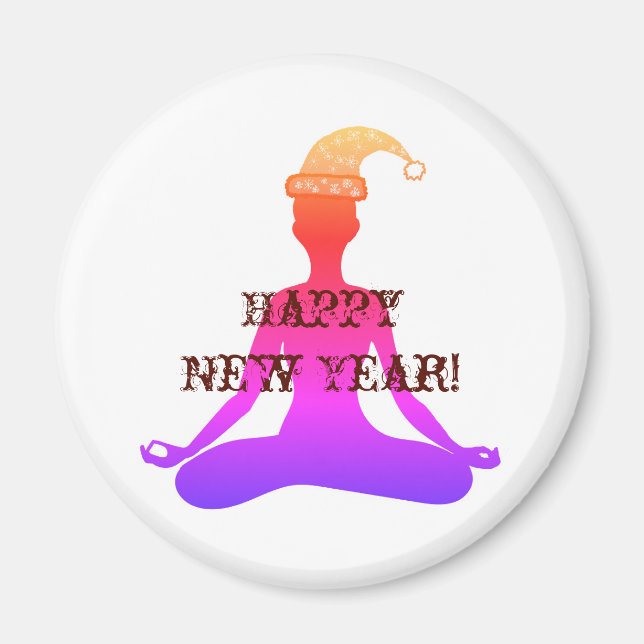 Happy New Year Yoga Meditation Lady Magnet (Vorne)