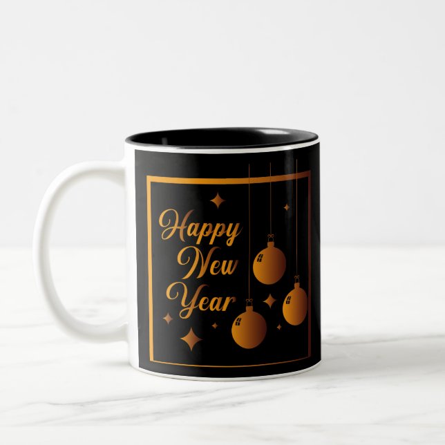 Happy New Year Zweifarbige Tasse (Links)