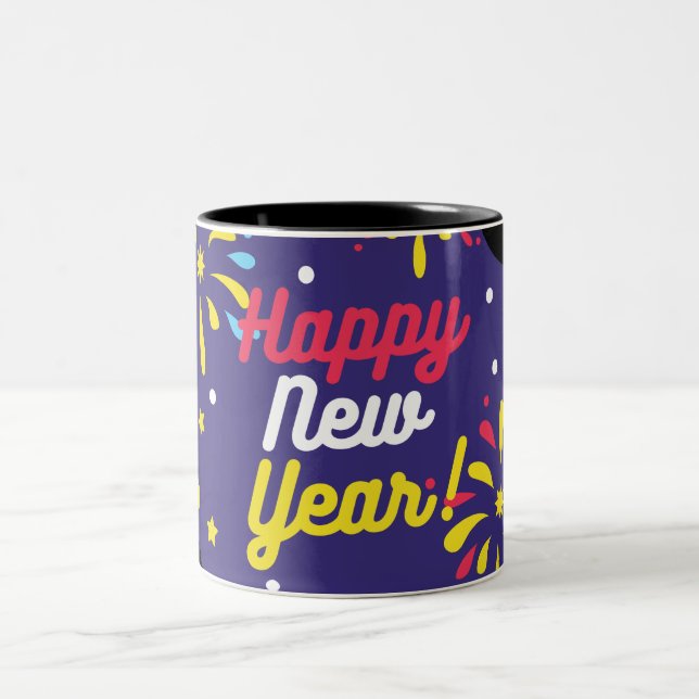 Happy New Year Zweifarbige Tasse (Mittel)