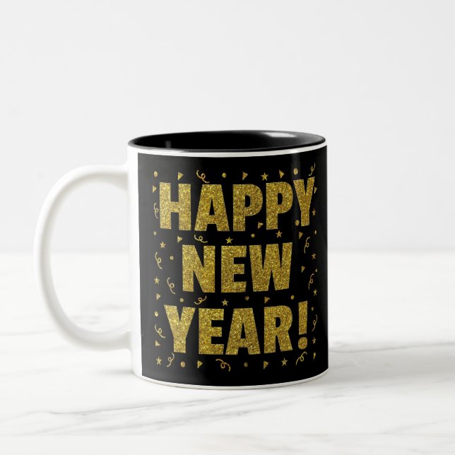Happy New Year Zweifarbige Tasse (Links)