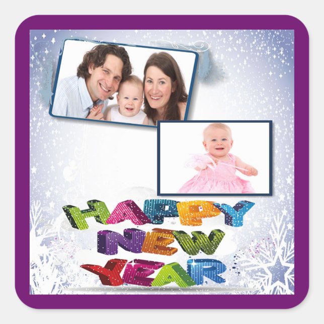 Happy New Year's Add Your Foto Sticker (Vorderseite)