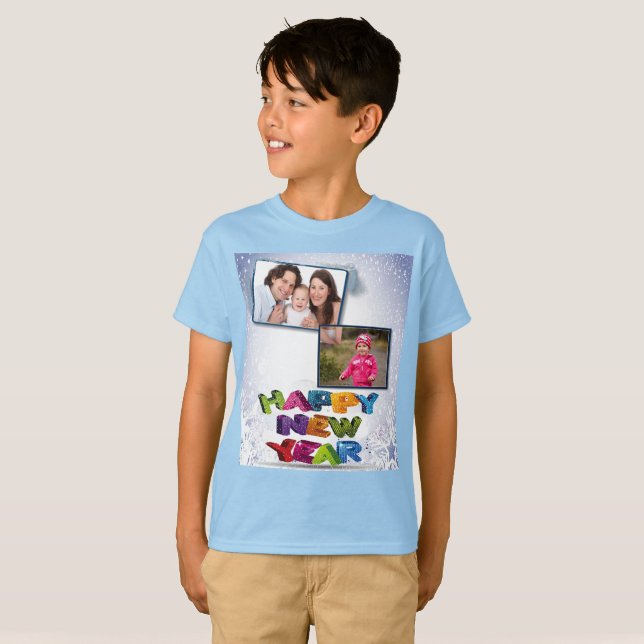 Happy New Year's Add Your Fotos Kids T-Shirt (Vorne ganz)