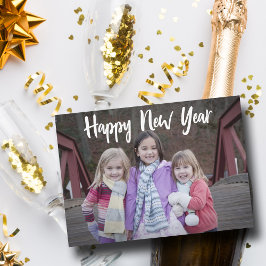 Happy New Years einfache weiße Typografie Moderne Feiertagskarte