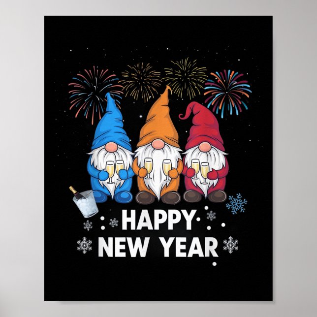 Happy New Years Eve Party Gnomes Matching Family O Poster (Vorne)