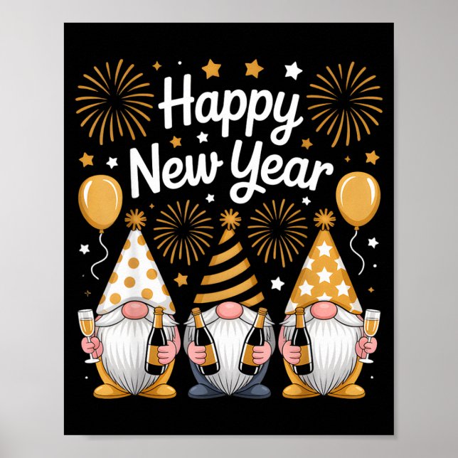 Happy New Years Eve Party Gnomes Matching Family  Poster (Vorne)