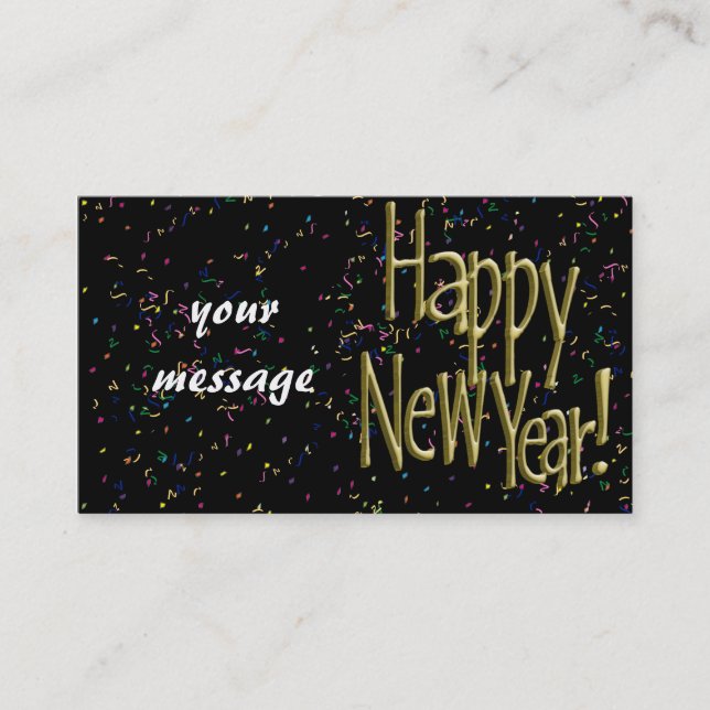 Happy New Years Gold Text Visitenkarte (Vorderseite)