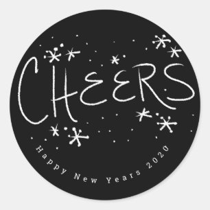 Happy New Years Hand Lettering Gefallen Runder Aufkleber