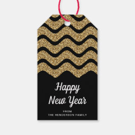 Happy New Years Imitate Gold Glitzer Geschenkanhänger