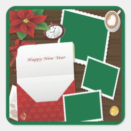 Happy New Year's mit Holly Add Your Foto Sticker