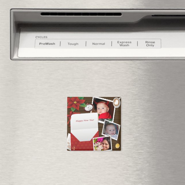 Happy New Year's mit Holly Add Your Fotos Magnet (In Situ (Geschirrspüler))