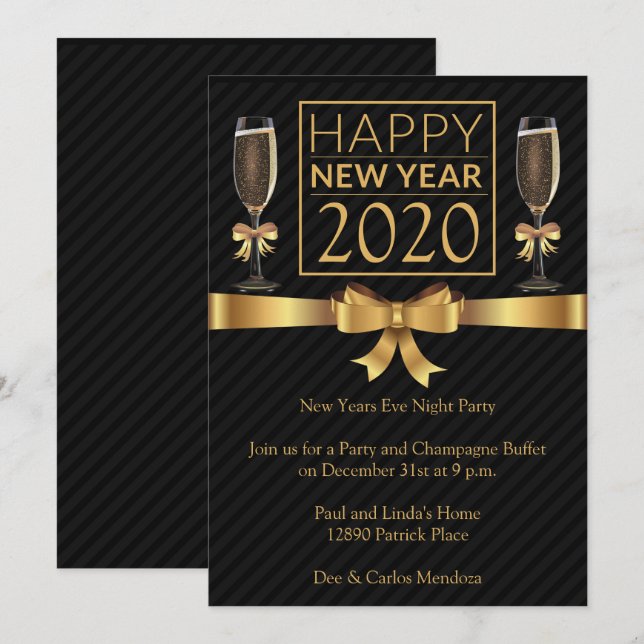Happy New Years Night Party Einladung (Vorne/Hinten)